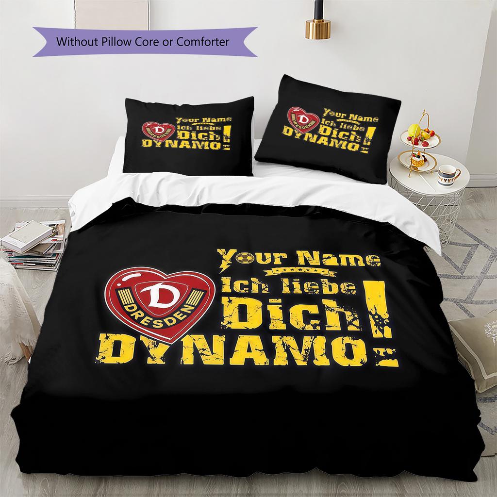 Dynamo Dresden Custom Name Pattern Bedding Quilt Set Quilt Cover Pillowcase Home Birthday Gift(1 * Duvet Cover + 2 * Pillowcase, Without Core)