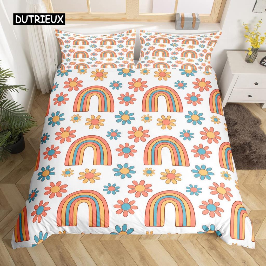 Tęczowa poszwa na kołdrę Kawaii Tropikalne owoce Zestaw pościeli Ananas Kiwi Cytryna Pączek Pomarańcza Wiśnia Truskawka Poszwa na kołdrę