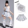 Mädchen K-Pop Silbernes Crop Top Glänzende Street Dance Röcke Kinder Hip Hop Jazz Kleidung Set Kinder Streetwear Girlgroup Bühnenkostüm