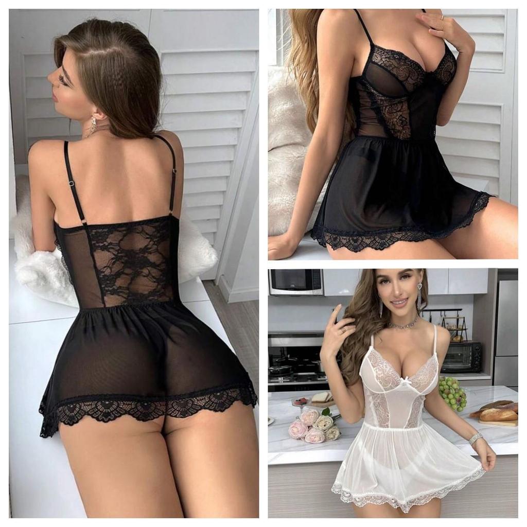 Sensual See-through Ballet Style Lingerie Dress with Waist-Cinching Cut-outs