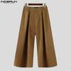 INCERUN Men Zip-up Waist Straight Pants Long Suits Trousers