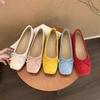Retro ballet flat bottom red light mouth single shoes women's new suede gentle soft sole Doudou shoes one pedal ladyshoes