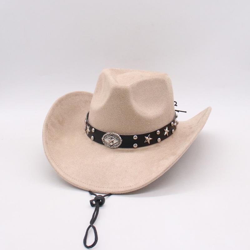 Top Hat Suede Cowboy Jazz Hat Spring Summer Men'S And Women'S Ethnic Beach Hat Wind Eaves