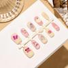 Sweet Pink Wearable Nails - Stereoscopic Ins Style with Fresh White Enhancements