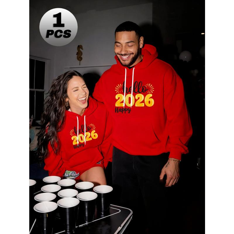 

2026 Couple s Polyester Hooded Sweatshirt Lightweight Comfortable Outdoor Lounge Top XXL червоний