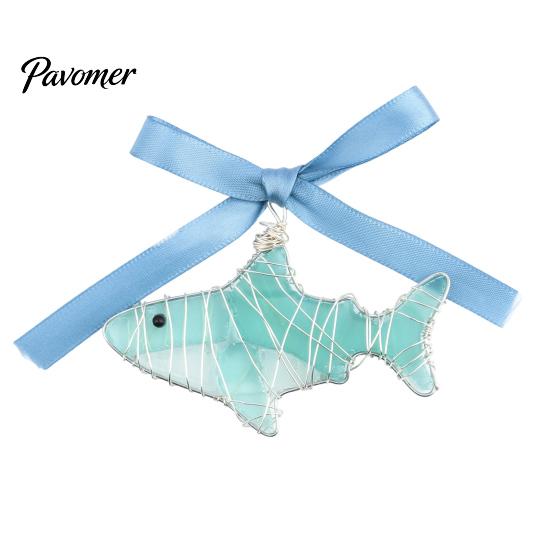 Artisanal Coastal Style Gifts Handmade Sea Glass Ocean Ornaments, 2D Wire Wrapped Christmas Tree Decoration, Story Collection Decor Turtle Octopus