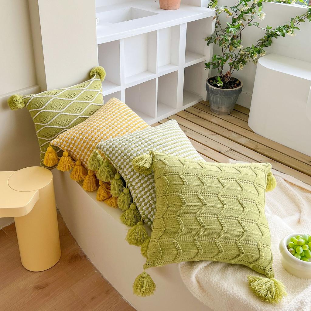 Knitted Pillow Cover Sofa Pillow Cushion Office Lumbar Pillow Home Pillow Cover