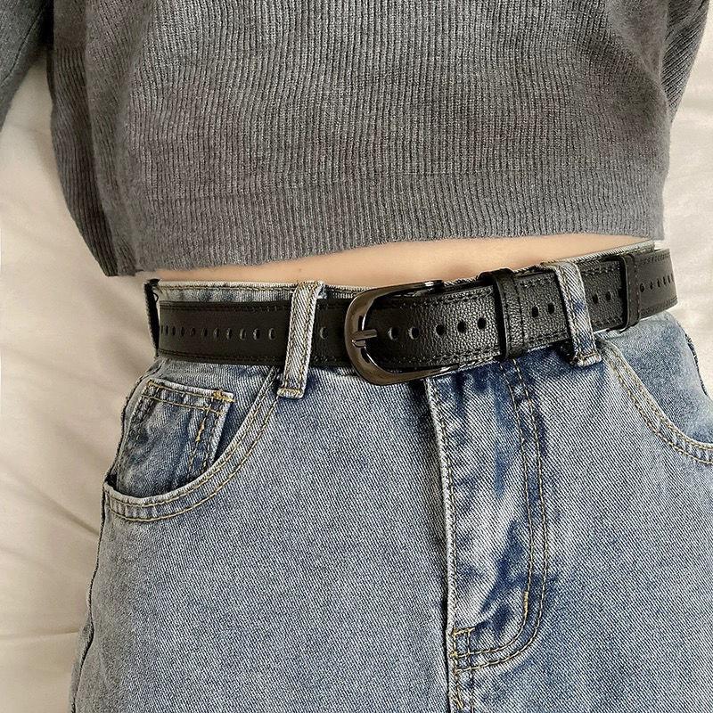 Trendy Black Versatile Pu Belt For Women Great For Casual And Formal Attire