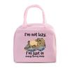 Cute Otter Printing Lunch Bags Women Portable Insulated Tote Bags Cartoon Otter Sloth Graphics Thermal Foods Eco Kids Lunch Bags