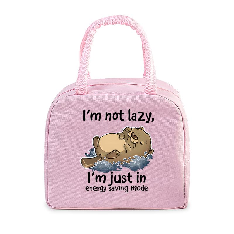 Cute Otter Printing Lunch Bags Women Portable Insulated Tote Bags Cartoon Otter Sloth Graphics Thermal Foods Eco Kids Lunch Bags