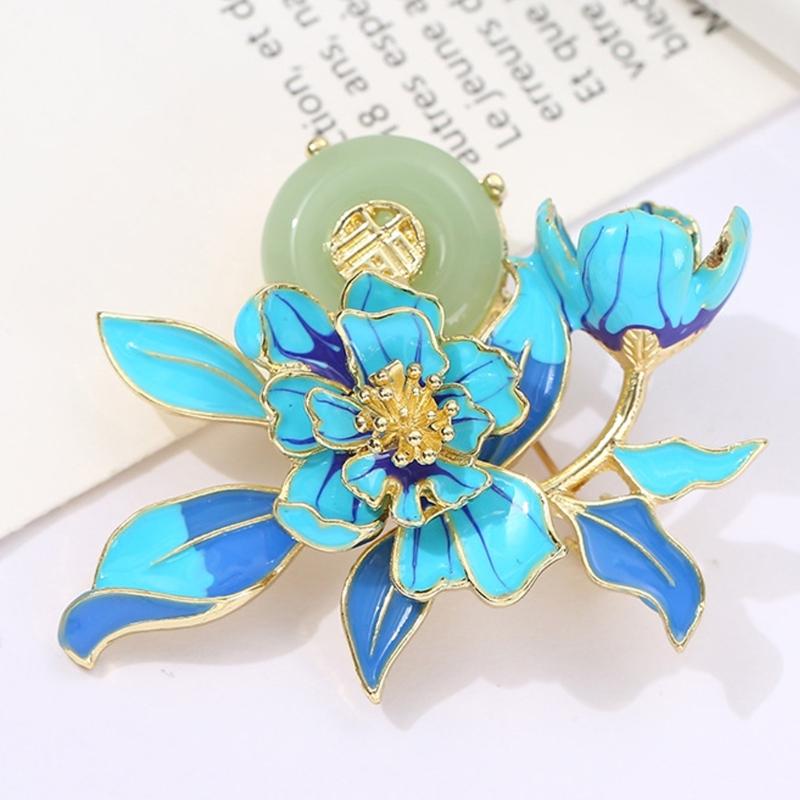 Delicate Women's Peony Brooch Pin with Enamel Finish and Pearls Accent Adds Elegant Charm to Any Stylish Look Styles