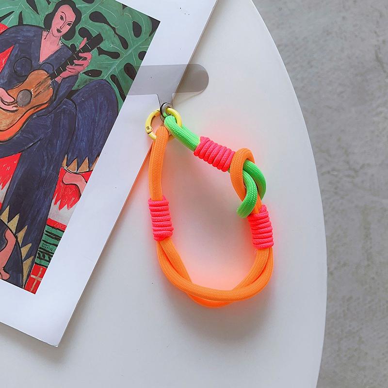 For Ip 15 14 Pro Max Samsung Flip 4 Coloful Rope Chain Korean Mobile Phone Cute Knot Portable Anti-Loss Hand Bracelet Chain
