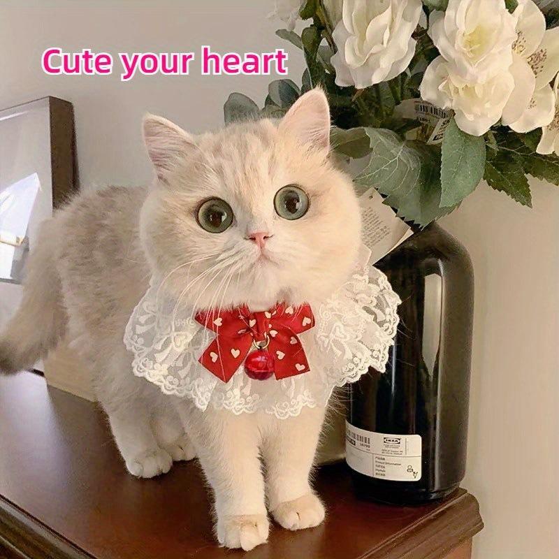 Chic Bow and Bell Cat Bibs: Adorable Pet Bandanas Extra Small