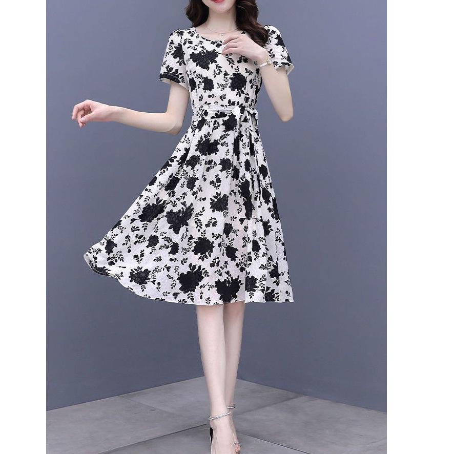 Floral Print Short Sleeve Dress for Petite Women