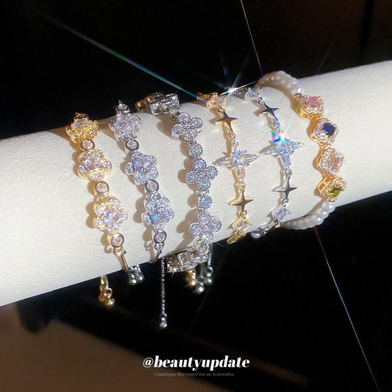 Super flash zircon flower mango bracelet light luxury high sense daily fashion versatile bracelet design sense niche jewelry