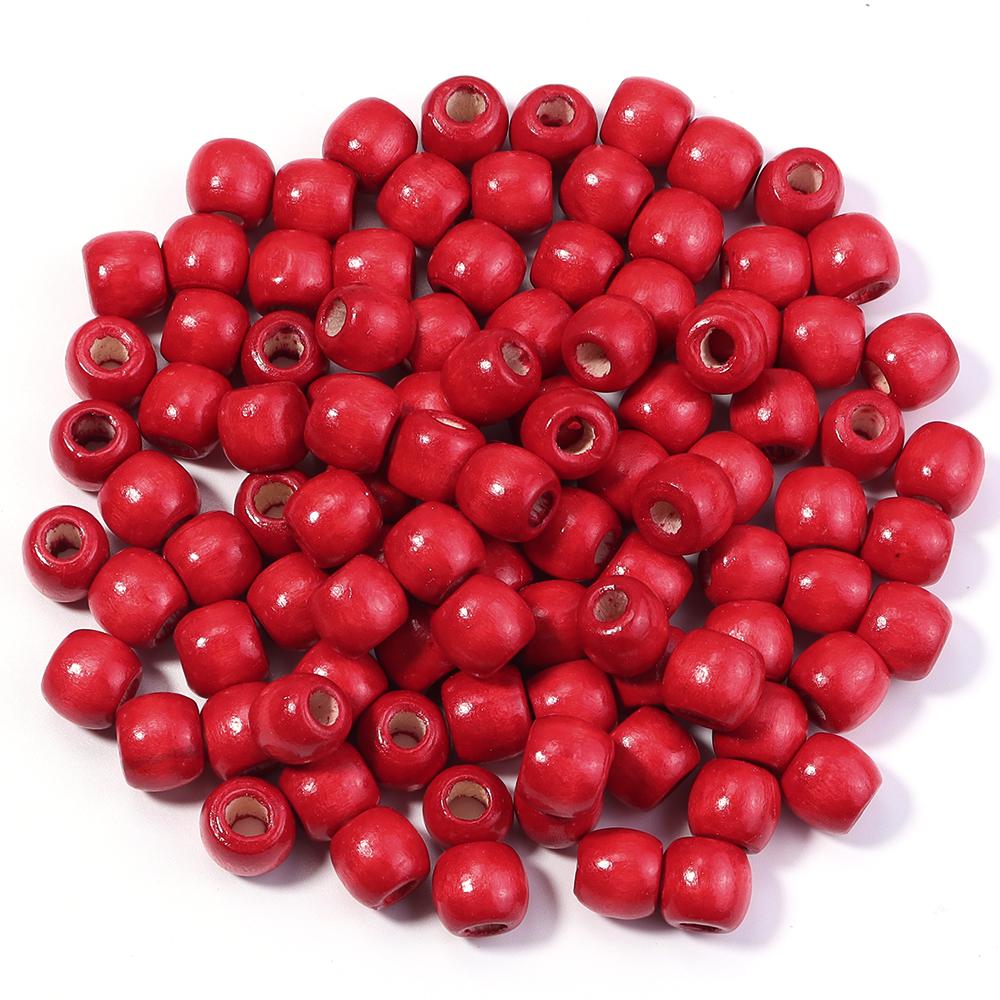 50-100Pcs Natural Wooden Beads Colorful Barrel Shaped Wood Beads Big Hole Loose Beads For Jewelry Making DIY Hair Accessories