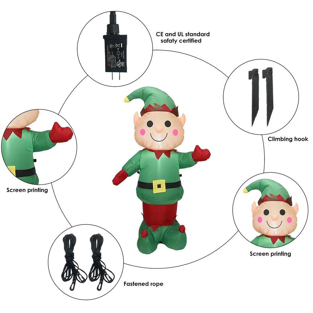 Illuminated Christmas Iatable Elf Christmas Elf Iatable Yard Decor Santa Helper Elf Figure Character Christmas Decoration Gift