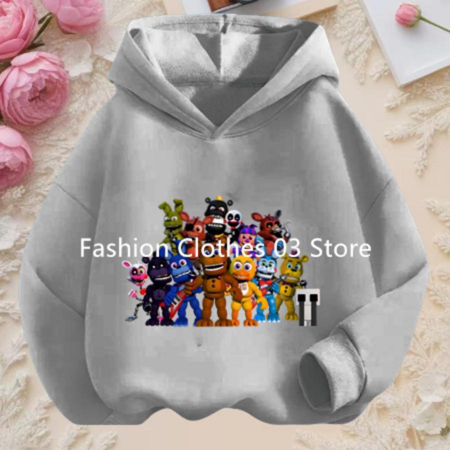 2026 Anime Five Nights Bear Hoodie 3-12 Year Kids Cosplay Unisex Hoodies Boys Sweatshirt Teen Girls Clothes Birthday Gift