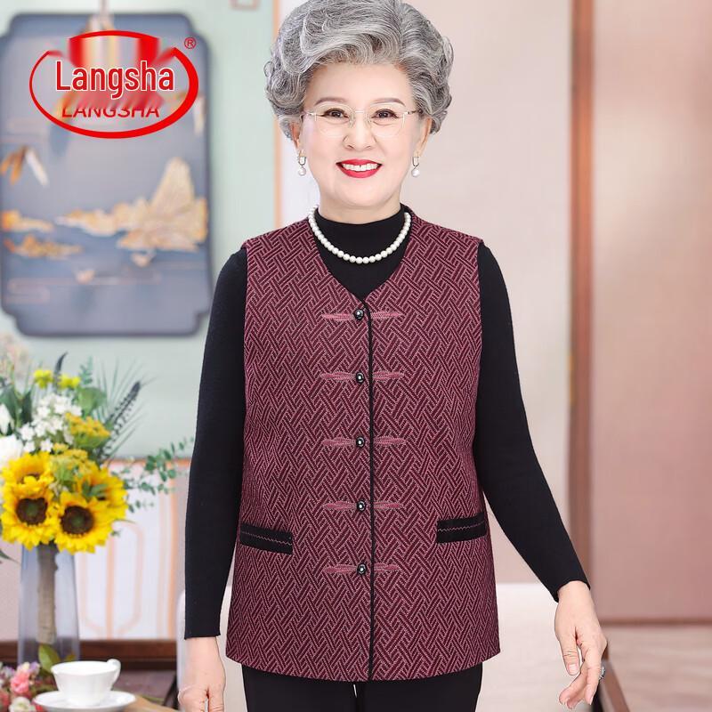 LangSha Women s Fall/Spring Loose Fit Vest for Elderly 4XL