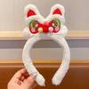 Red Cartoon Lion Headband - Chinese New Year Hair Accessory for Girls