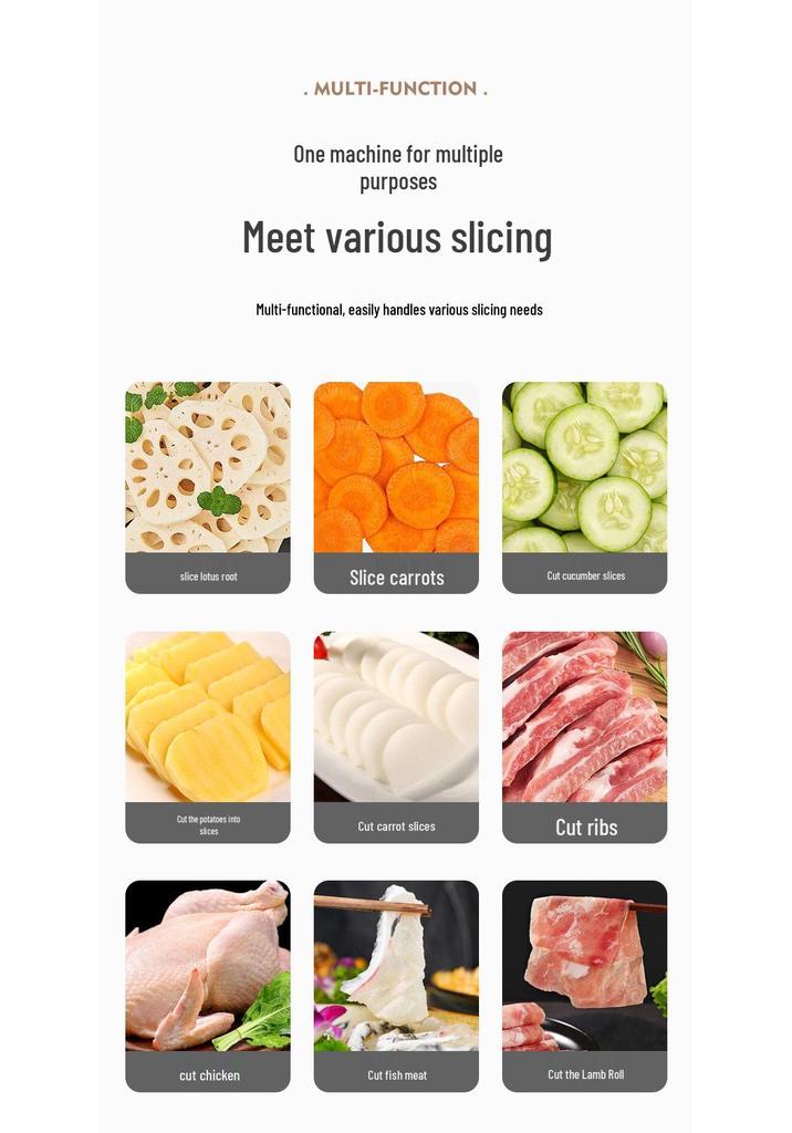 Multifunctional Stainless Steel Meat and Vegetable Slicer for Home and Commercial Use