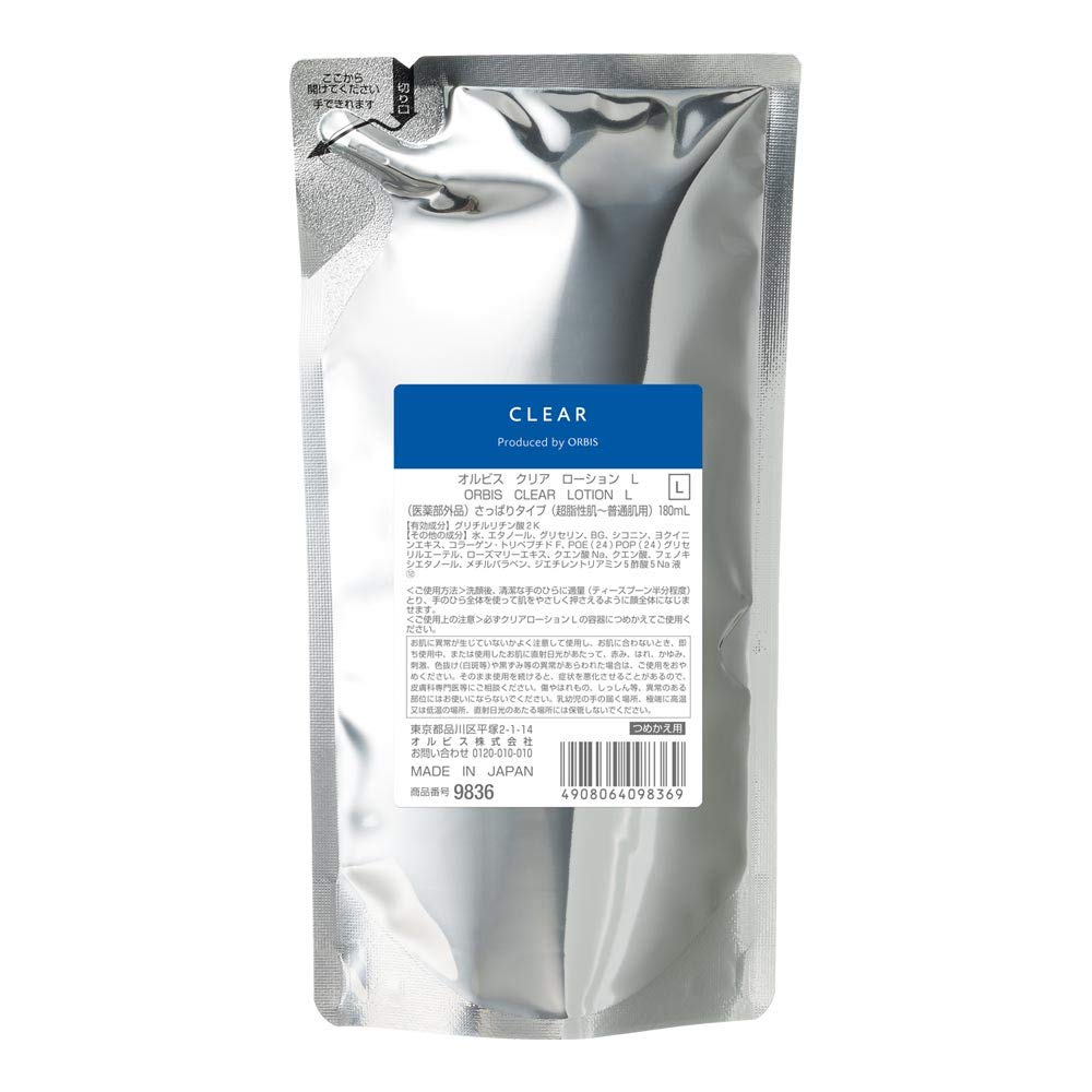 ORBIS Clear Lotion, Quasi-drug, Refreshing Toner, Medicated Acne Relief, Skin Care, Refill, 180mL