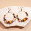 Etnisk stil snäckskal träpärlor pärlbeklädda oregelbundna örkrokar retro nischdesign överdrivna örhängen