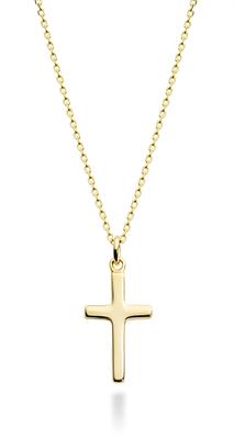 Miabella Italian 925 Sterling Silver or 18K Gold Plated Small Cross Pendant Necklace for Women with Chain Made In Sterling No Jewels 18" Italy,