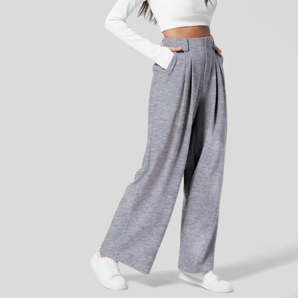 Damen einfarbige Weitbeinige Hosen Lockere Hosen Damen Retro Gerade Hosen Freizeit Hosen