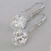 Luxury Cushion Cut Cubic Zirconia Drop Earrings Silver Plated Halo Hook Earrings for Women Bridal Wedding Party
