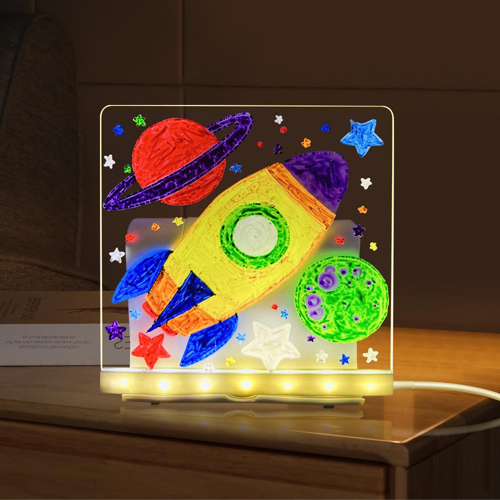 Multifunctional Wipeable Drawing Board & Night Light Art Atmosphere for Kids