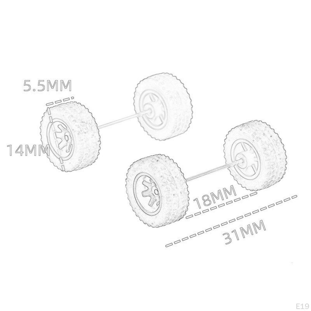 4 Pack 1/64 Scale Wheels with Axles for Diecast Car Models And RC Trucks