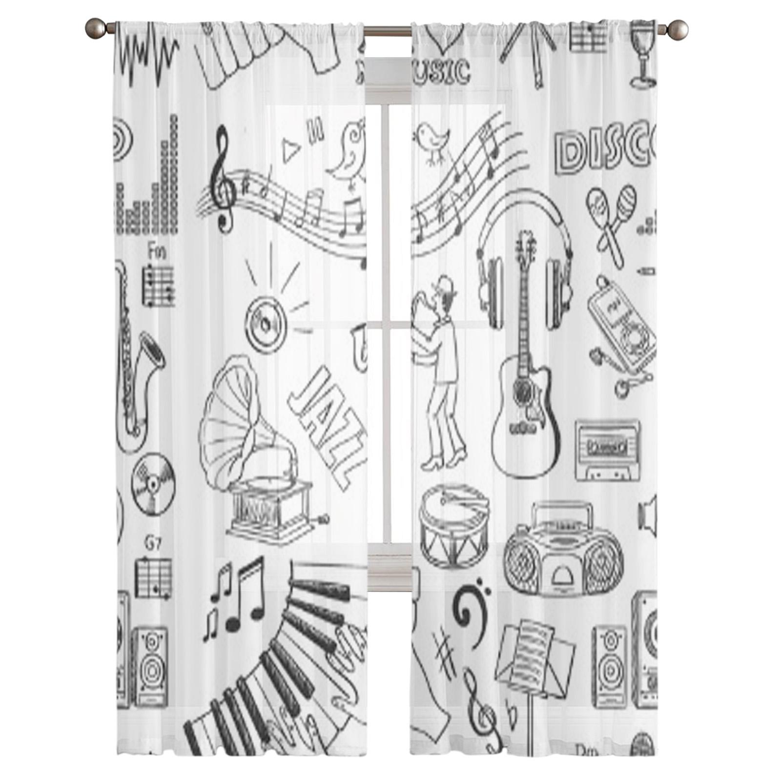 Музыкальные тюлевые шторы для гостиной — фото 2