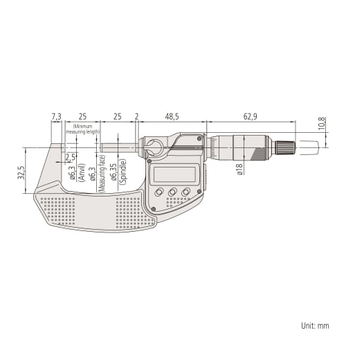 Mitutoyo Coolant-Proof Micrometer MDC-50MX 293-231-30, Measuring Range: 25-50mm