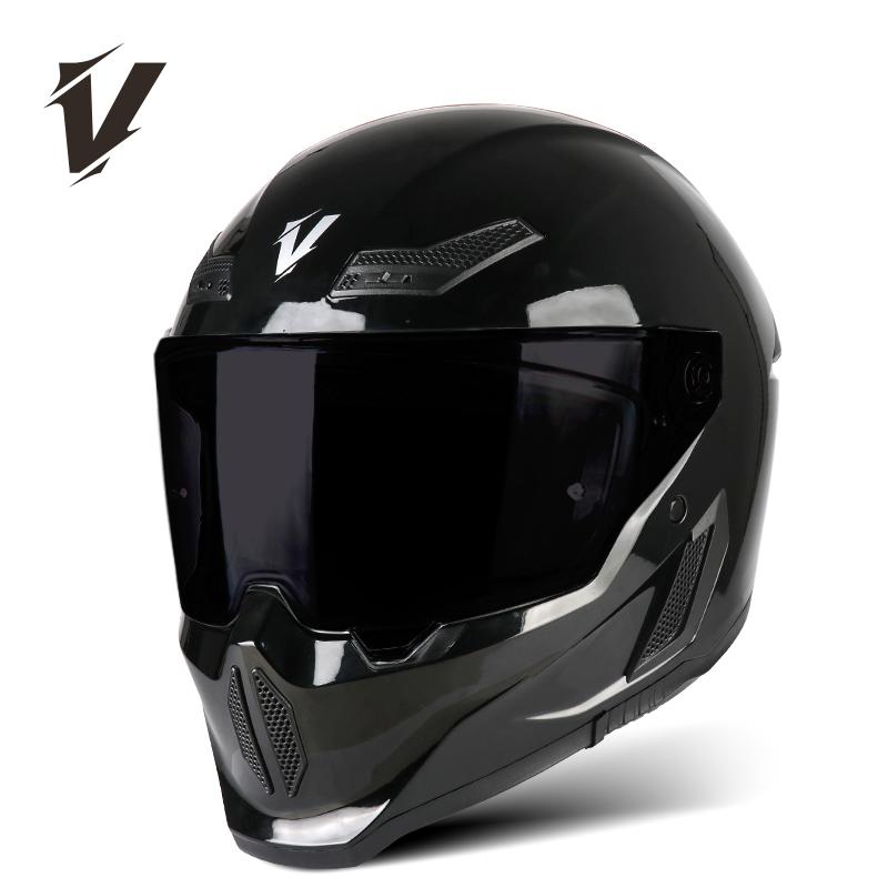 VGV Full Face Motorcycle Helmet Handsome Mecha Style Various Lenses Sunscreen Glare Protection Man Women ECE DOT Personalities