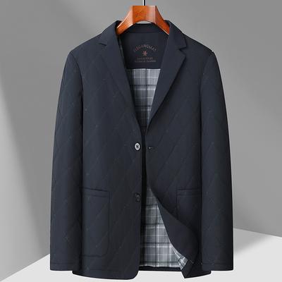 Winter Solid Color Suit Collar Light Rhombus Cotton Clothes Men's Fashion Casual Silk Cotton Warm Suit Jacket