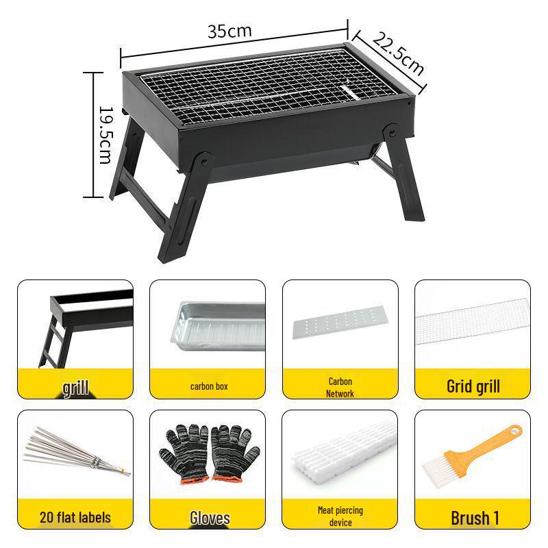Foldable Charcoal Grill: Medium/Large Portable BBQ Rack for Home & Outdoor Use
