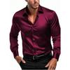 Camisa Formal Masculina Outono Primavera Manga Longa Luxuosa Resistente a Amassados Não Passa Cor Sólida Business Casual
