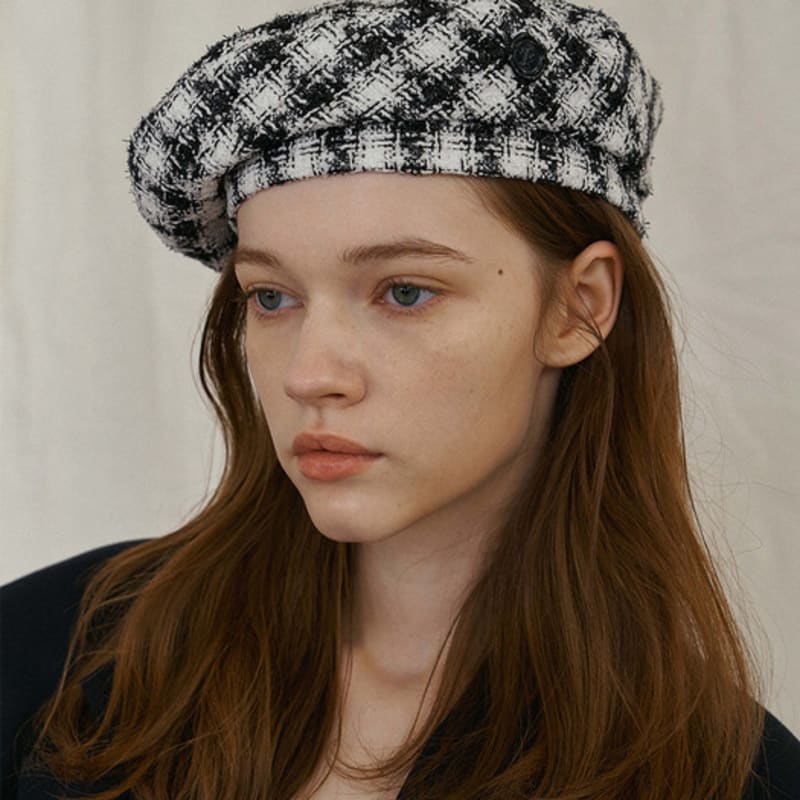 Poesiedame Tweed Beret_black Check