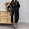 Hepburn Style Mid-Length Black Horn Buckle Wool Coat for Petite Women - 2025 Autumn/Winter Collection