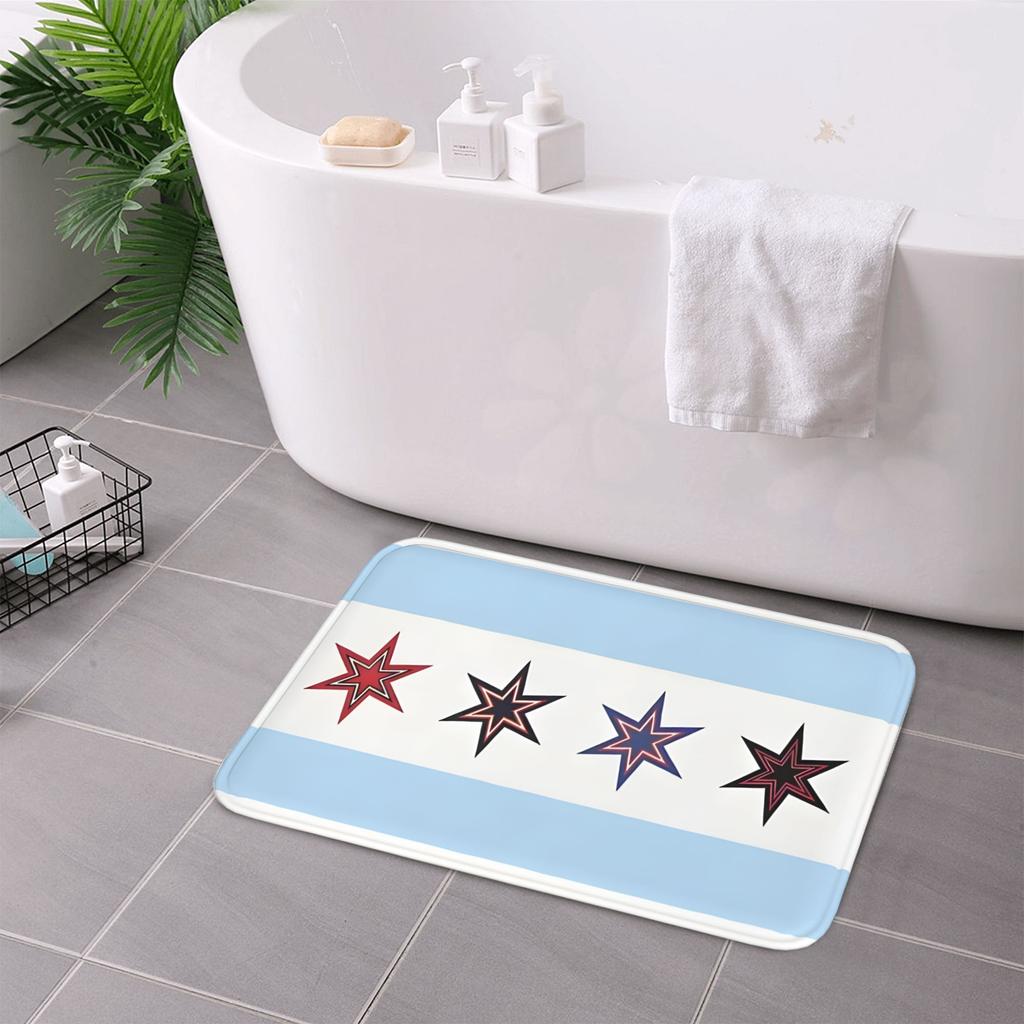 1PC Patriotic Star-Strippe Kitchen Rug Non-Slip Door Mat Pop Design Bathroom Rug Bath Mat Carpet for Home Sink Laundry Ecoreeree