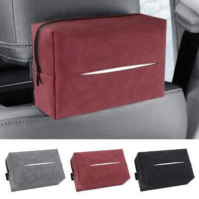 Leder Auto Taschentuchbox Auto Wildleder Sonnenblende Sitzlehne Hängende Taschentuchboxen Halter Innenraum Mittelarmlehnenbox Papierhandtuch Organizer