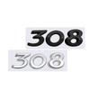 SQOB1 3D Glossy Black Chrome Silver Metal Logo Emblem Badge Decal Car Sticker for Peugeot 308 Car Accessories