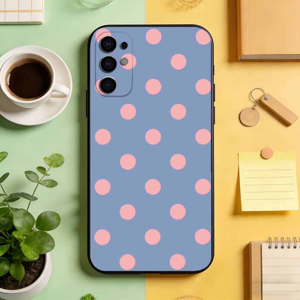 Classic Polka Dot Pattern Phone Case Black Silicone Soft For Samsung S25,S24,S21,S22,S23,S30,Ultra,S20,Plus,Fe,Lite