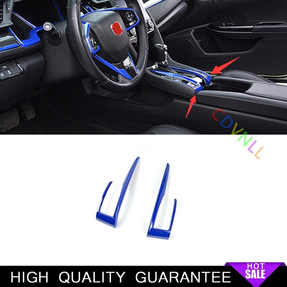 Gear Shift Both Side Strip Trim 2PCS For Honda Civic 10th 2016-2021 Bright Blue