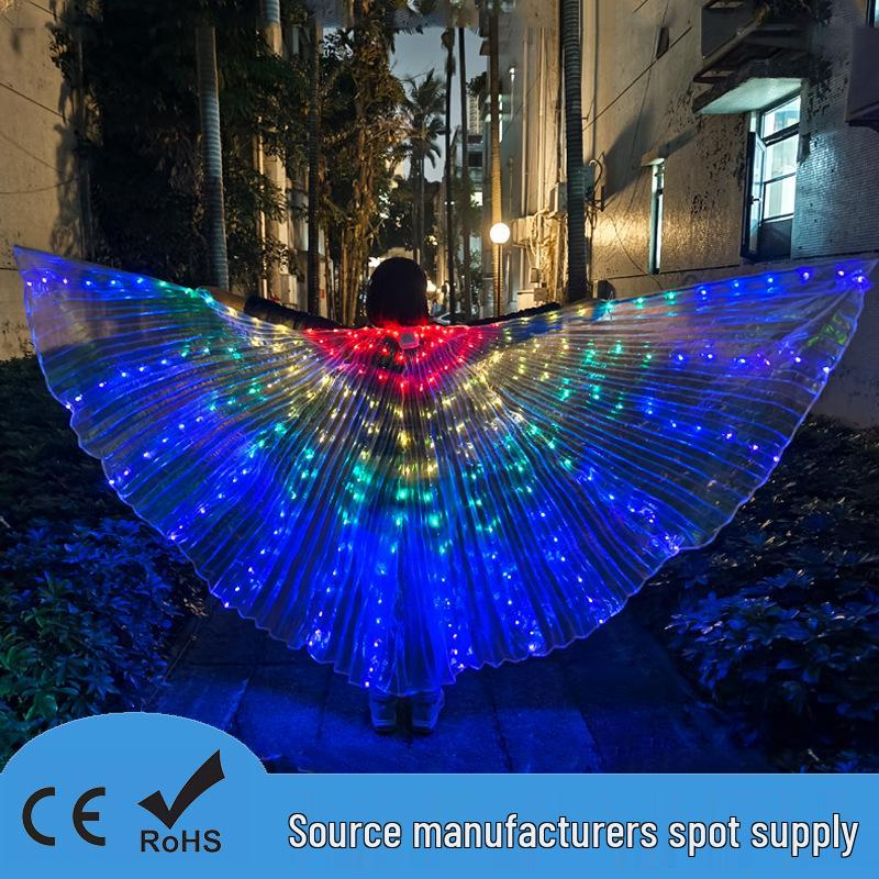 Retractable LED Luminous Butterfly Wings Costume for Halloween, Cosplay, and Performances - Adult and Child Sizes Available