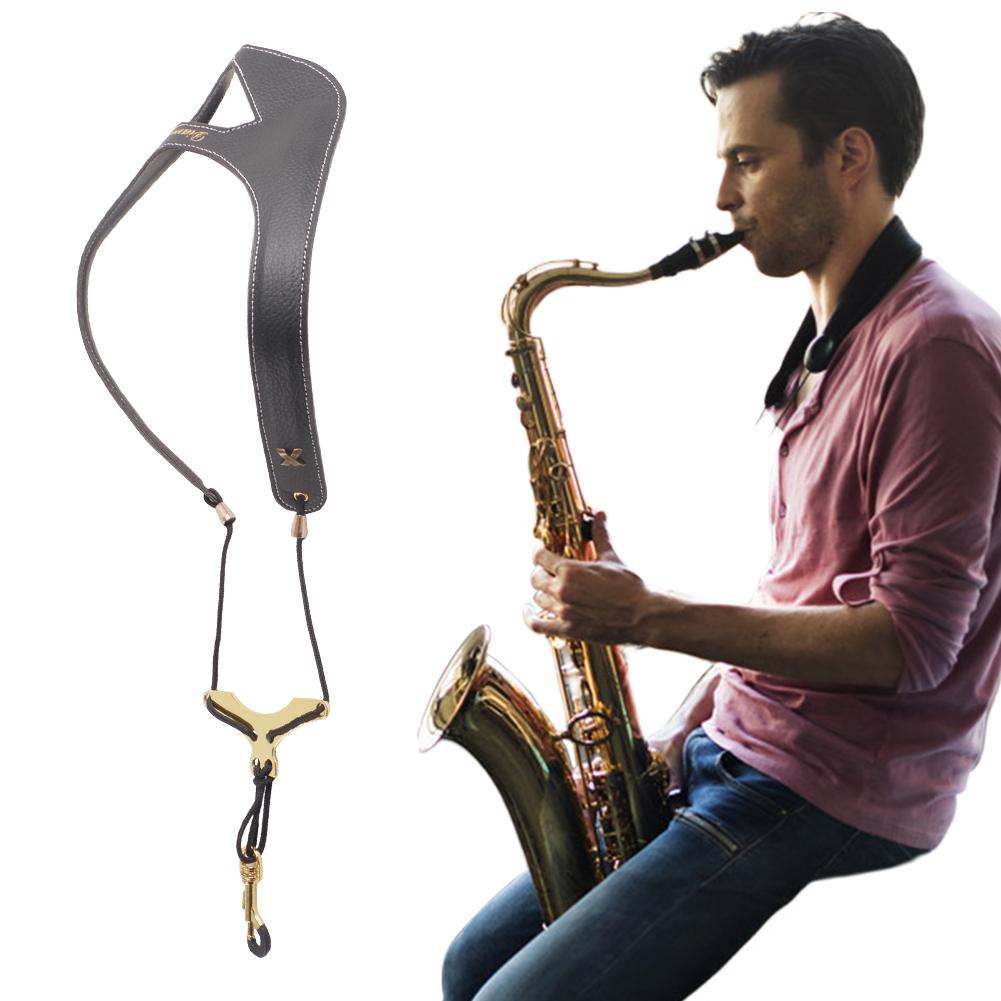 Saxophone Shoulder Strap Length Adjustable Saxophone Neck Strap Leather Saxophone Lanyard Musical Instrument Accessories
