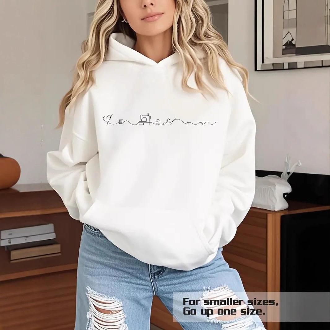 Женские весенне-осенние повседневные худи с капюшоном длинным рукавом большим карманом милым принтом в виде сердечка с надписью Love толстовка S 1486₽