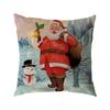 Santa Claus Pillow Case Snowman Color Ball Christmas Wreath Linen Pillow