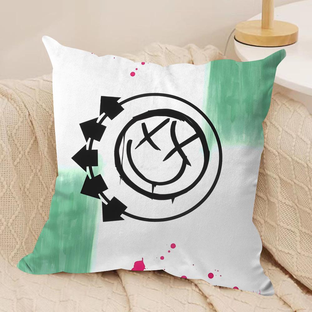Famous Punk Band B-Blink-182 Cushion Cover Short Plush Double-Sided Print Square Throw Pillow Covers Sofa Home Cushion Decor